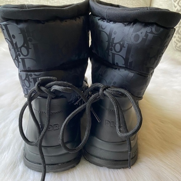 Christian Dior Snow Boots Oblique Black Logo Winter Ski Lace Up Monogram Logo - Picture 8 of 14